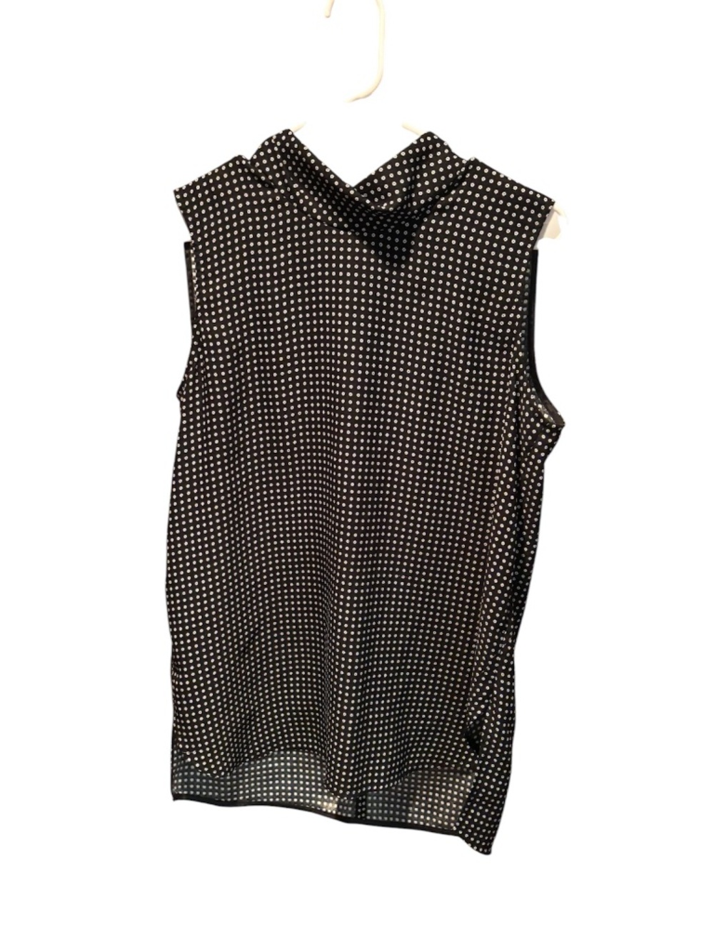 M.M LaFleur The Lise Mock Neck Sleeveless Blouse Black & WHite Large